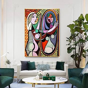 Amazon｜パブロ・ピカソの有名な絵画 鏡の前の少女 キャンバス